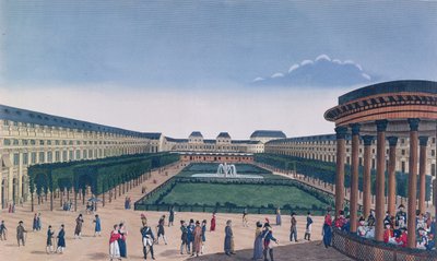 Vista de los jardines del Palais Royal, vista desde la rotonda, grabado por Eugene Aubert, c.1820 de Henri Courvoisier Voisin
